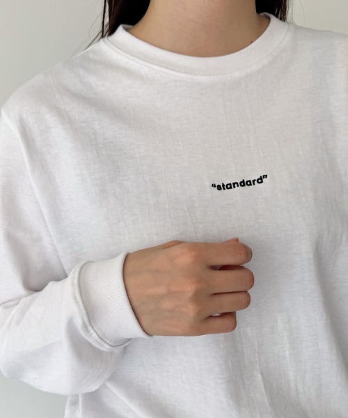CANAL JEAN（キャナルジーン）の「El mar　standard刺繍ロングTシャツ（Tシャツ/カットソー・レディース・ホワイト/ブラック・ONE SIZE）」の4枚目の写真