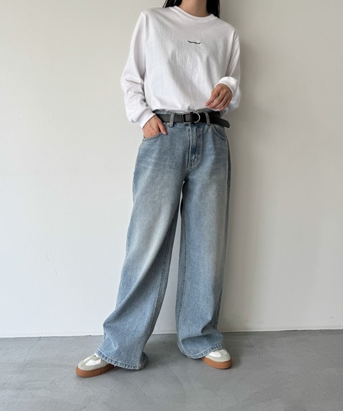 CANAL JEAN（キャナルジーン）の「El mar　standard刺繍ロングTシャツ（Tシャツ/カットソー・レディース・ホワイト/ブラック・ONE SIZE）」の6枚目の写真