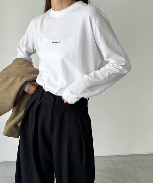 CANAL JEAN（キャナルジーン）の「El mar　standard刺繍ロングTシャツ（Tシャツ/カットソー・レディース・ホワイト/ブラック・ONE SIZE）」の16枚目の写真