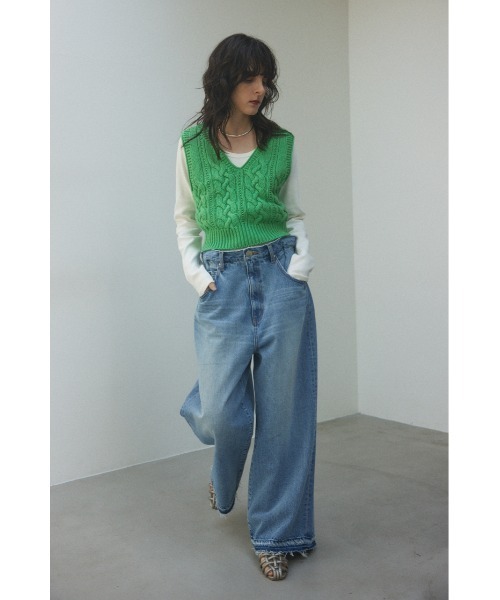 BLACK BY MOUSSY（ブラックバイマウジー）の「cable knit tank top(ケーブルニットタンクトップ)（タンクトップ・レディース・ホワイト/グリーン/ブラック・FREE）」の10枚目の写真