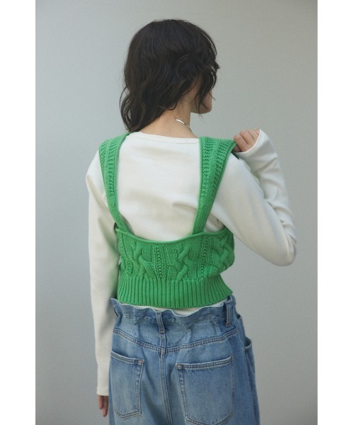 BLACK BY MOUSSY（ブラックバイマウジー）の「cable knit tank top(ケーブルニットタンクトップ)（タンクトップ・レディース・ホワイト/グリーン/ブラック・FREE）」の12枚目の写真