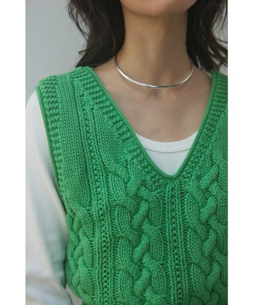BLACK BY MOUSSY（ブラックバイマウジー）の「cable knit tank top(ケーブルニットタンクトップ)（タンクトップ・レディース・ホワイト/グリーン/ブラック・FREE）」の13枚目の写真