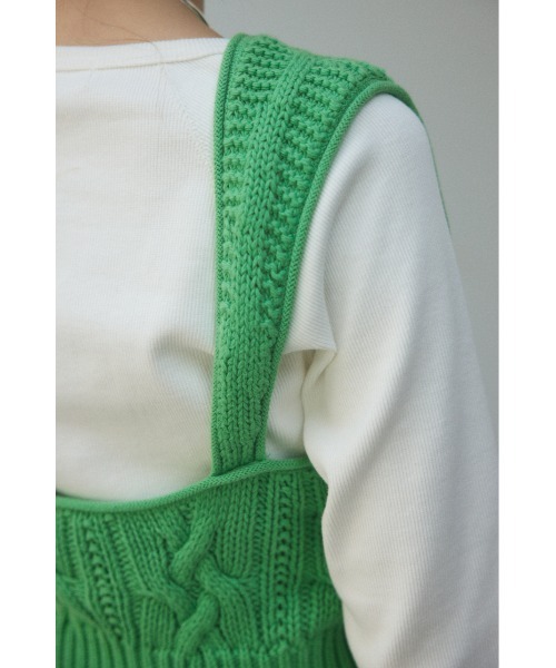 BLACK BY MOUSSY（ブラックバイマウジー）の「cable knit tank top(ケーブルニットタンクトップ)（タンクトップ・レディース・ホワイト/グリーン/ブラック・FREE）」の14枚目の写真