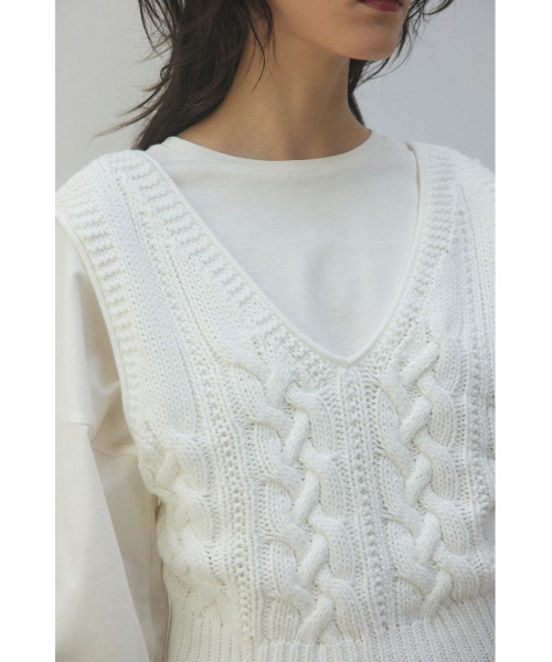 BLACK BY MOUSSY（ブラックバイマウジー）の「cable knit tank top(ケーブルニットタンクトップ)（タンクトップ・レディース・ホワイト/グリーン/ブラック・FREE）」の19枚目の写真