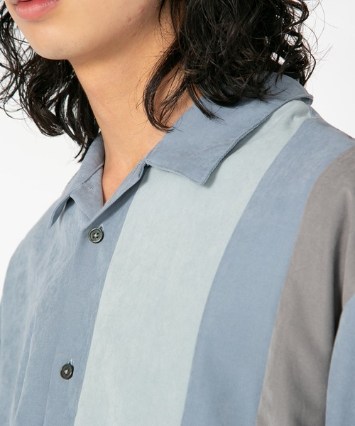 Blue Standard (ブルースタンダード)の「【BLUE STANDARD/ブルースタンダード】 フェイクスエード 無地 切り替えシャツ Tシャツ 2点セット(シャツ/ブラウス・メンズ・スミクロ/ダークブルー/ライトベージュ・MEDIUM/LARGE/X-LARGE)」の20枚目の写真