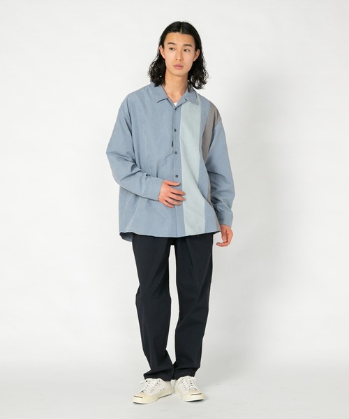 Blue Standard (ブルースタンダード)の「【BLUE STANDARD/ブルースタンダード】 フェイクスエード 無地 切り替えシャツ Tシャツ 2点セット(シャツ/ブラウス・メンズ・スミクロ/ダークブルー/ライトベージュ・MEDIUM/LARGE/X-LARGE)」の18枚目の写真