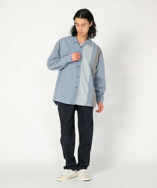 Blue Standard (ブルースタンダード)の「【BLUE STANDARD/ブルースタンダード】 フェイクスエード 無地 切り替えシャツ Tシャツ 2点セット(シャツ/ブラウス・メンズ・スミクロ/ダークブルー/ライトベージュ・MEDIUM/LARGE/X-LARGE)」の19枚目の写真