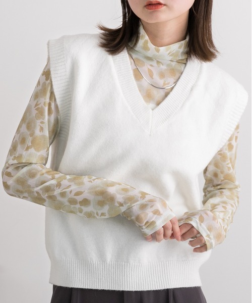 ad thie(アドティエ)の「フラワー・ハイネック シアートップス(Tシャツ/カットソー・レディース・イエロー/ピンク・FREE)」の19枚目の写真