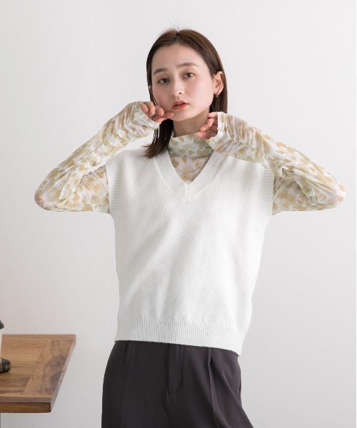 ad thie(アドティエ)の「フラワー・ハイネック シアートップス(Tシャツ/カットソー・レディース・イエロー/ピンク・FREE)」の21枚目の写真