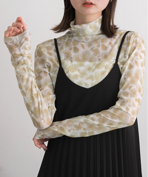 ad thie(アドティエ)の「フラワー・ハイネック シアートップス(Tシャツ/カットソー・レディース・イエロー/ピンク・FREE)」の10枚目の写真