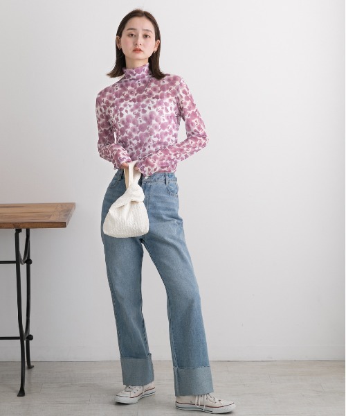 ad thie(アドティエ)の「フラワー・ハイネック シアートップス(Tシャツ/カットソー・レディース・イエロー/ピンク・FREE)」の13枚目の写真