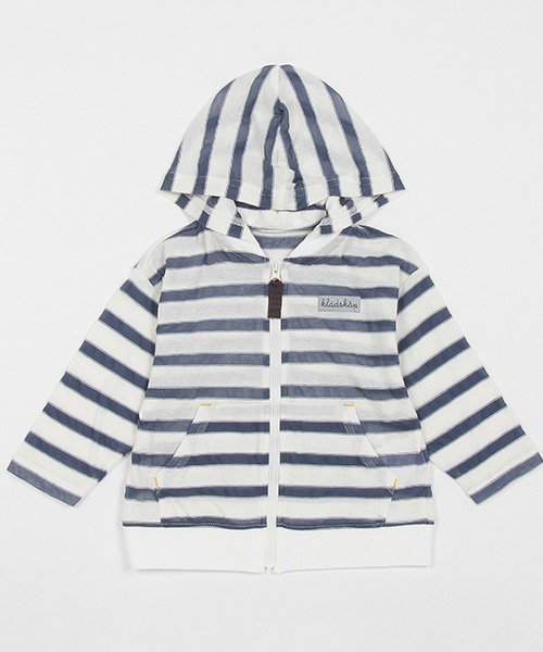 kladskap（クレードスコープ）の「ボーダー長袖ジップアップパーカ（パーカー・キッズ・ネイビー/イエロー・100cm/90cm/130cm/120cm/110cm/80ｃｍ）」の2枚目の写真