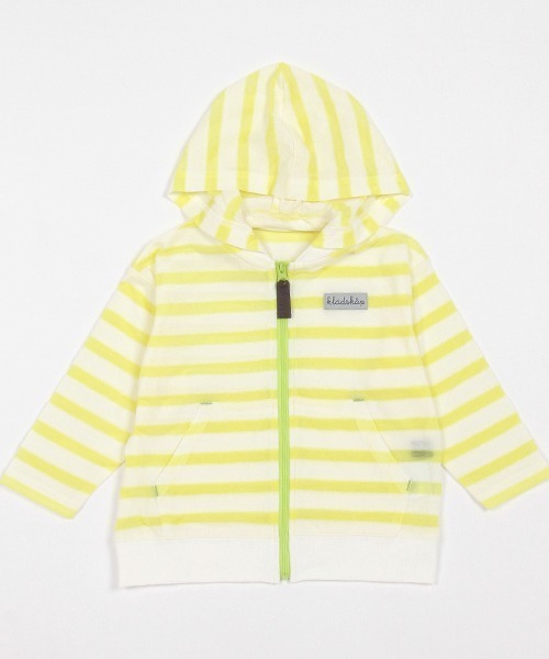 kladskap（クレードスコープ）の「ボーダー長袖ジップアップパーカ（パーカー・キッズ・ネイビー/イエロー・100cm/90cm/130cm/120cm/110cm/80ｃｍ）」の3枚目の写真