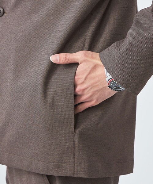 グリーンレーベルリラクシング チェック ノーカラー セットアップ