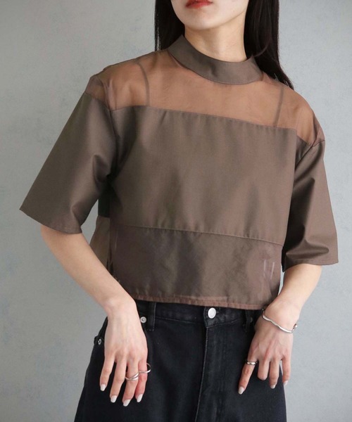 cheriella(シェリエラ)の「【cheriella】WEB限定シアー切替えプルオーバー(シャツ/ブラウス・レディース・アイボリー/ブラック/ブラウン・M)」の22枚目の写真