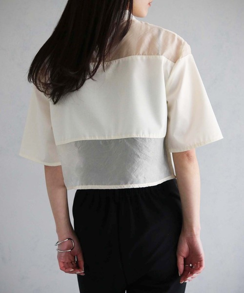cheriella(シェリエラ)の「【cheriella】WEB限定シアー切替えプルオーバー(シャツ/ブラウス・レディース・アイボリー/ブラック/ブラウン・M)」の8枚目の写真