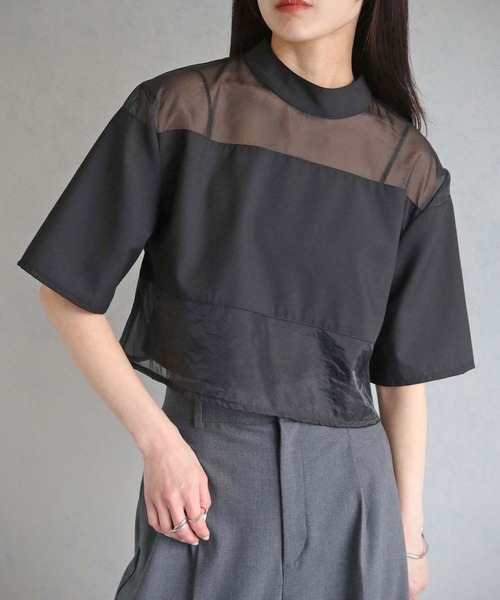 cheriella(シェリエラ)の「【cheriella】WEB限定シアー切替えプルオーバー(シャツ/ブラウス・レディース・アイボリー/ブラック/ブラウン・M)」の13枚目の写真