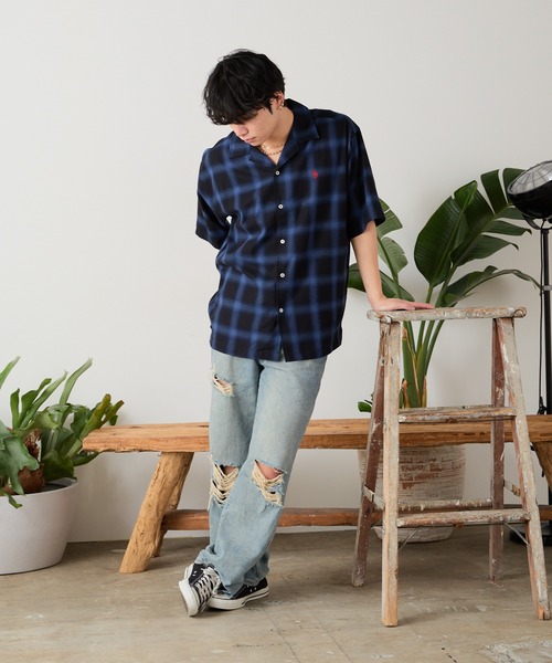 U.S. POLO ASSN.(ユーエスポロアッスン)の「U.S. POLO ASSN./ユーエスポロアッスン オープンカラーショートスリーブシャツ(シャツ/ブラウス・メンズ・ネイビー/インディゴブルー/ブラック×ホワイト/ブラック×ブルー・LL/S/M/L)」の22枚目の写真