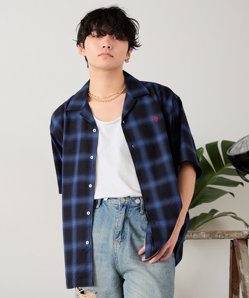 U.S. POLO ASSN.(ユーエスポロアッスン)の「U.S. POLO ASSN./ユーエスポロアッスン オープンカラーショートスリーブシャツ(シャツ/ブラウス・メンズ・ネイビー/インディゴブルー/ブラック×ホワイト/ブラック×ブルー・LL/S/M/L)」の21枚目の写真