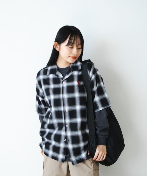U.S. POLO ASSN.(ユーエスポロアッスン)の「U.S. POLO ASSN./ユーエスポロアッスン オープンカラーショートスリーブシャツ(シャツ/ブラウス・メンズ・ネイビー/インディゴブルー/ブラック×ホワイト/ブラック×ブルー・LL/S/M/L)」の11枚目の写真