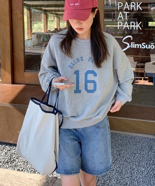 Per sist ence（パーシエンス）の「ナンバリングクルースウェット（スウェット・レディース・オートミール/ネイビー/ホワイト/グレー・FREE）」の2枚目の写真