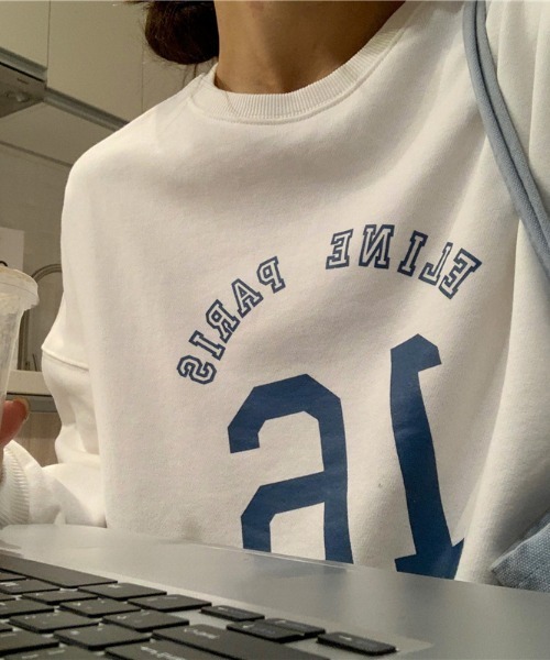 Per sist ence（パーシエンス）の「ナンバリングクルースウェット（スウェット・レディース・オートミール/ネイビー/ホワイト/グレー・FREE）」の7枚目の写真