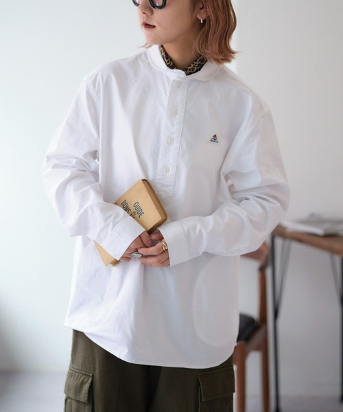 GEVACO（ゲバコ）の「【UNISEX】【GEVACO / ゲバコ】オックスショールカラープルオーバーシャツ長袖（シャツ/ブラウス・メンズ・ブラック/グリーン/ホワイト/チャコールグレー・LARGE/MEDIUM）」の5枚目の写真