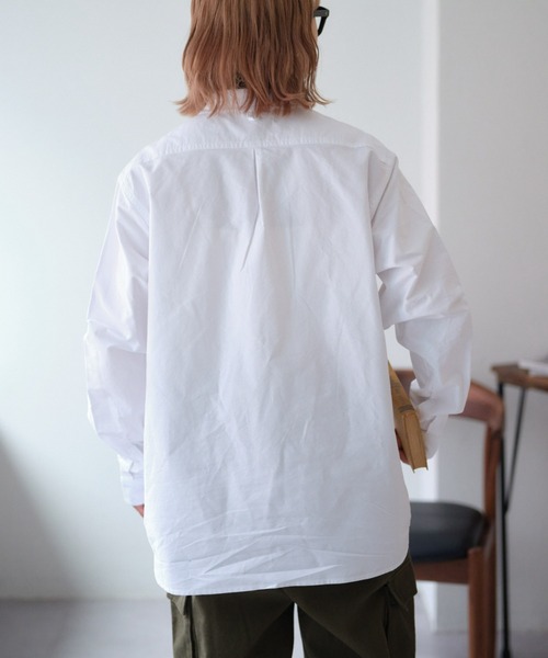 GEVACO（ゲバコ）の「【UNISEX】【GEVACO / ゲバコ】オックスショールカラープルオーバーシャツ長袖（シャツ/ブラウス・メンズ・ブラック/グリーン/ホワイト/チャコールグレー・LARGE/MEDIUM）」の8枚目の写真