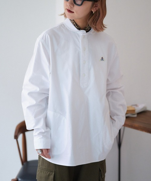 GEVACO（ゲバコ）の「【UNISEX】【GEVACO / ゲバコ】オックスショールカラープルオーバーシャツ長袖（シャツ/ブラウス・メンズ・ブラック/グリーン/ホワイト/チャコールグレー・LARGE/MEDIUM）」の6枚目の写真