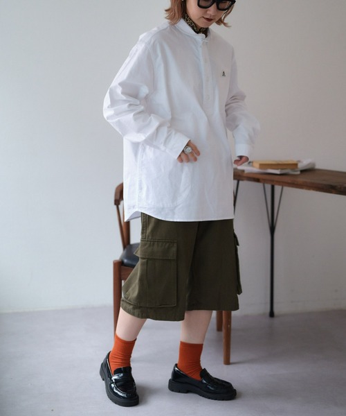 GEVACO（ゲバコ）の「【UNISEX】【GEVACO / ゲバコ】オックスショールカラープルオーバーシャツ長袖（シャツ/ブラウス・メンズ・ブラック/グリーン/ホワイト/チャコールグレー・LARGE/MEDIUM）」の10枚目の写真