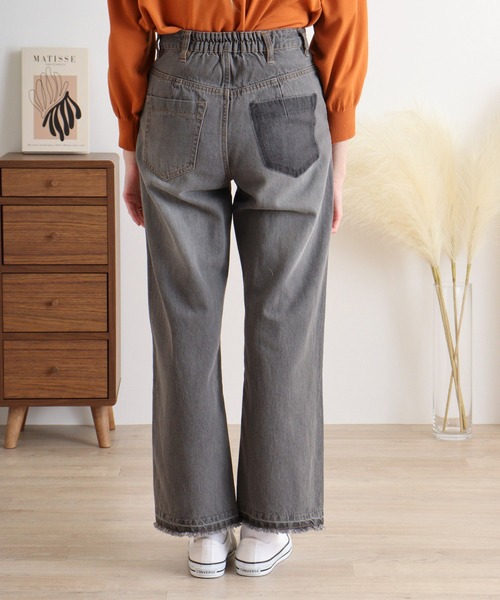 atONE（アットワン）の「atONE ヴィンテージ風ポケット加工セミワイドパンツ（デニムパンツ・レディース・ブルー/ライトブルー/グレー系その他5・LL/3L/4L/L/M）」の19枚目の写真