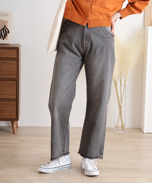 atONE（アットワン）の「atONE ヴィンテージ風ポケット加工セミワイドパンツ（デニムパンツ・レディース・ブルー/ライトブルー/グレー系その他5・LL/3L/4L/L/M）」の13枚目の写真