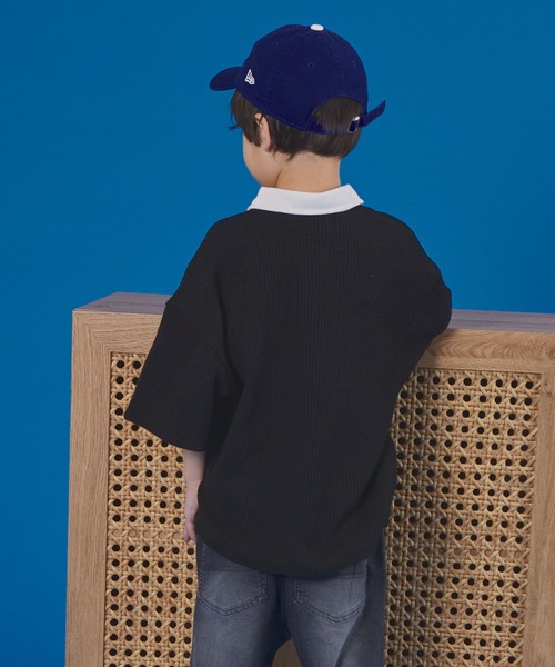 PAIRMANON STREET（ペアマノンストリート）の「【PAIRMANON STREET】半袖 ワッフル 配色 ラガー ポロ シャツ（ポロシャツ・キッズ・ベージュ/ネイビー/アイボリー/ブラック・100/110/120/130/140/150/90）」の11枚目の写真