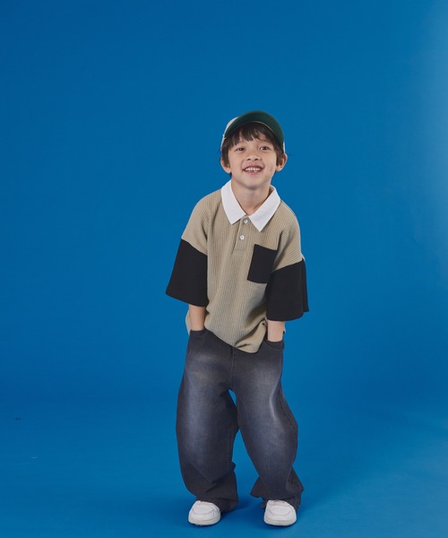 PAIRMANON STREET（ペアマノンストリート）の「【PAIRMANON STREET】半袖 ワッフル 配色 ラガー ポロ シャツ（ポロシャツ・キッズ・ベージュ/ネイビー/アイボリー/ブラック・100/110/120/130/140/150/90）」の12枚目の写真