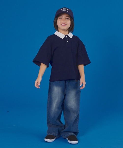 PAIRMANON STREET（ペアマノンストリート）の「【PAIRMANON STREET】半袖 ワッフル 配色 ラガー ポロ シャツ（ポロシャツ・キッズ・ベージュ/ネイビー/アイボリー/ブラック・100/110/120/130/140/150/90）」の19枚目の写真