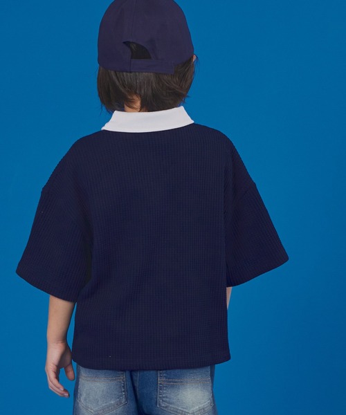 PAIRMANON STREET（ペアマノンストリート）の「【PAIRMANON STREET】半袖 ワッフル 配色 ラガー ポロ シャツ（ポロシャツ・キッズ・ベージュ/ネイビー/アイボリー/ブラック・100/110/120/130/140/150/90）」の20枚目の写真