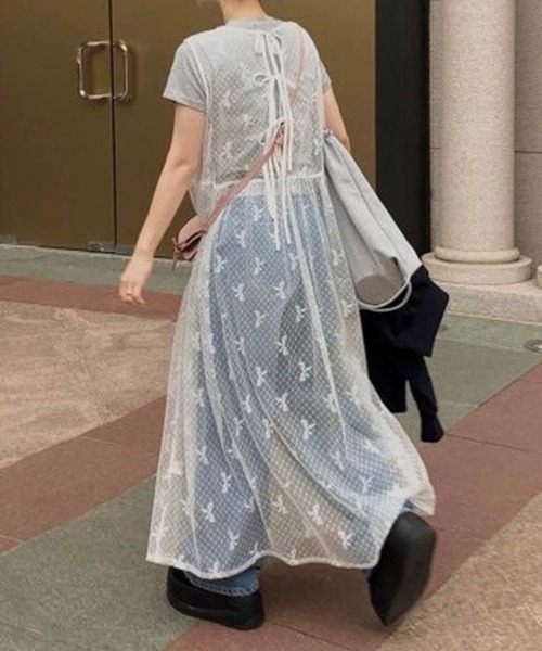 LYEON（リヨン）の「リボンチュールワンピース（ワンピース・レディース・オフホワイト・FREE）」の12枚目の写真