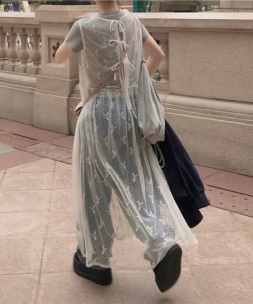 LYEON（リヨン）の「リボンチュールワンピース（ワンピース・レディース・オフホワイト・FREE）」の10枚目の写真