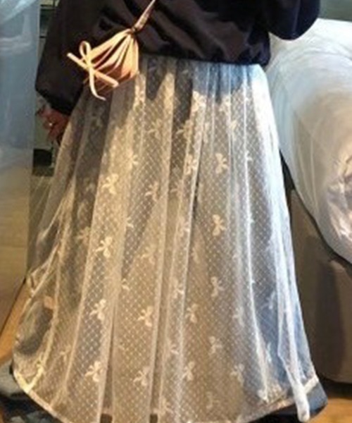 LYEON（リヨン）の「リボンチュールワンピース（ワンピース・レディース・オフホワイト・FREE）」の8枚目の写真