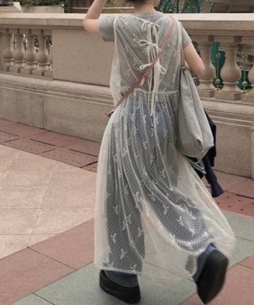 LYEON（リヨン）の「リボンチュールワンピース（ワンピース・レディース・オフホワイト・FREE）」の7枚目の写真