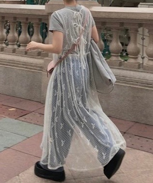 LYEON（リヨン）の「リボンチュールワンピース（ワンピース・レディース・オフホワイト・FREE）」の6枚目の写真