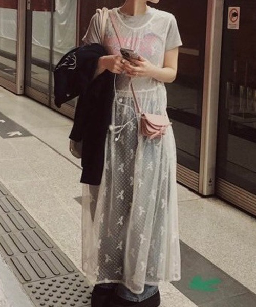 LYEON（リヨン）の「リボンチュールワンピース（ワンピース・レディース・オフホワイト・FREE）」の19枚目の写真