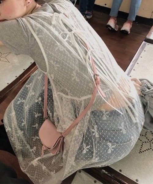 LYEON（リヨン）の「リボンチュールワンピース（ワンピース・レディース・オフホワイト・FREE）」の16枚目の写真