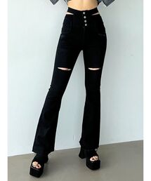 EMODA | サイドオープンハイウエストフレアジーンズ(デニムパンツ)