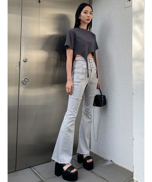 EMODA 新品未使用 パンツ 新品未使用 EMODA エモダ ソフトサテンパンツ カーキ 【S】 光沢