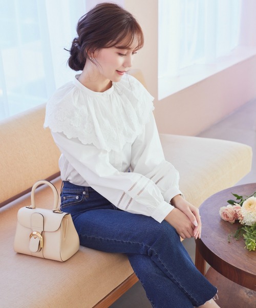 HALUHIROINE（ハルヒロイン）の「コットンレースカラーブラウス（シャツ/ブラウス・レディース・ブラック/オフホワイト・FREE）」の13枚目の写真