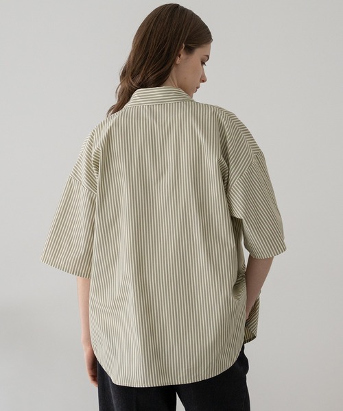 selle glant(セレグランテ)の「REGULAR COLLAR STRIPE SHIRT/レギュラーカラーストライプシャツ(シャツ/ブラウス・メンズ・ブルー/ナチュラル/ネイビー・SMALL/LARGE/MEDIUM)」の6枚目の写真