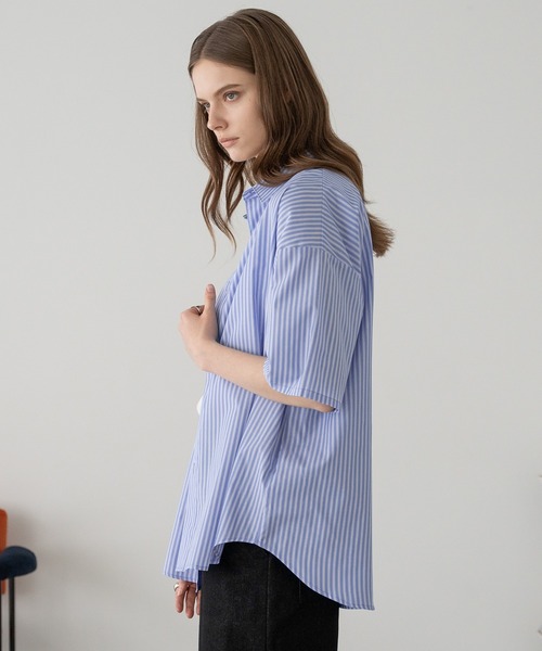 selle glant(セレグランテ)の「REGULAR COLLAR STRIPE SHIRT/レギュラーカラーストライプシャツ(シャツ/ブラウス・メンズ・ブルー/ナチュラル/ネイビー・SMALL/LARGE/MEDIUM)」の13枚目の写真