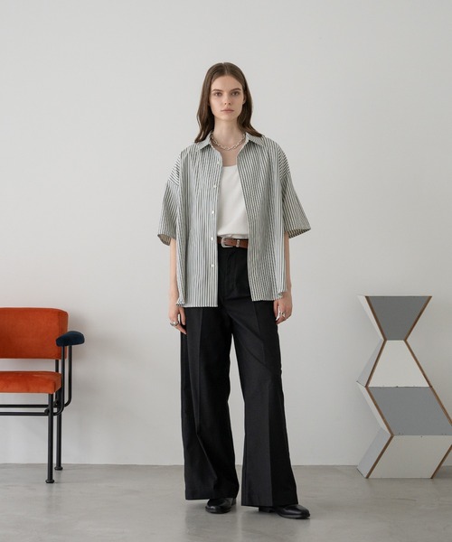 REGULAR COLLAR STRIPE SHIRT/レギュラーカラーストライプシャツ