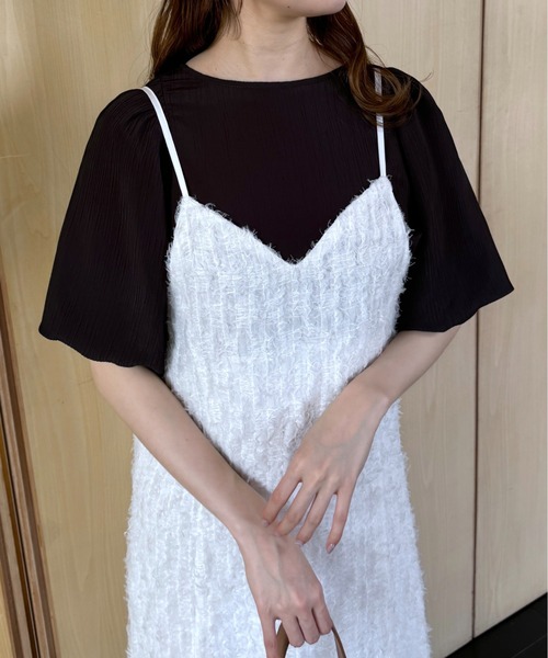 mysty woman（ミスティウーマン）の「［追加1］【WEB限定】フンワリパフスリーブブラウス　119296（シャツ/ブラウス・レディース・ブラック/アイボリー/グレイッシュブルー/ピンク・FREE）」の7枚目の写真